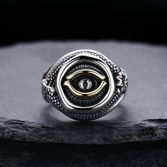 Sterling Silver Men's Eye Of God Ring