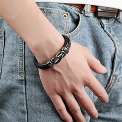 Titanium Steel Men's Leather Bracelet and Wristband