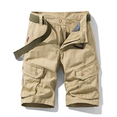 Men's Solid Color Multi-Pocket Cargo Shorts