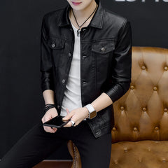 Men's Leather Jacket, Youth Motorcycle Leather Coat