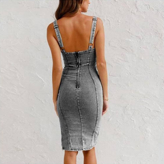 U-Neck Denim Dress