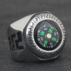 Personalized Men's Titanium Steel Compass Ring