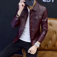 Men's Leather Jacket, Youth Motorcycle Leather Coat